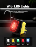 FILN Heavy Duty IP68 Waterproof LED Toggle Rocker Switch T8530A12V/220VRed/Blue/Green ON/OFF Ideal for Car & Marine Use