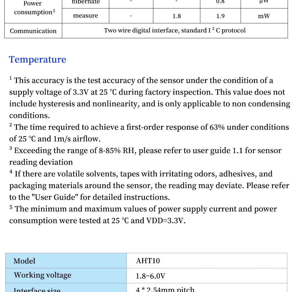AHT10 AHT20 AHT21 High Precision Digital Temperature Humidity Sensor Measurement Module I2C Communication Replace DHT11 SHT20