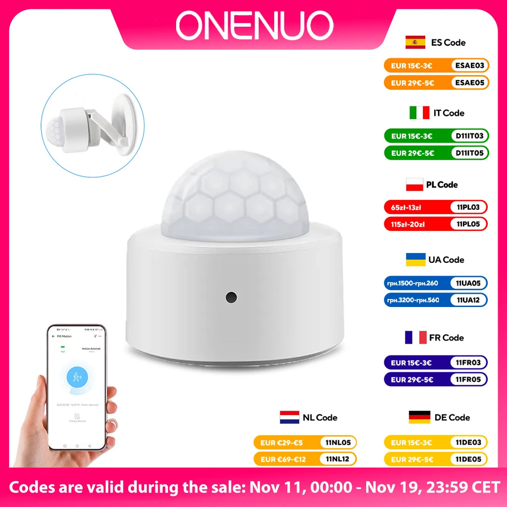 Zigbee 3.0 Human Motion Sensor PIR Infrared Detector Smart Home Security Alarm Ewelink App Control Via Zigbee Bridge Zigbee2mqtt