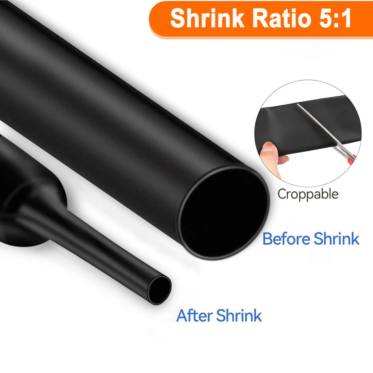 Φ4mm-Φ32mm Heat Shrink Tubing 5:1 Ratio Dual Wall Adhesive Lined Shrinkable Wire Wrap Tube Waterproof Industrial Marine Grade