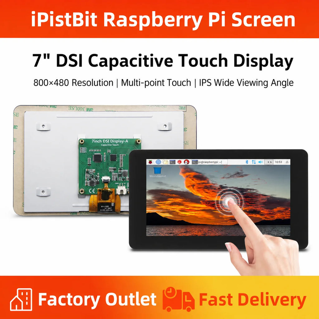 7 Inch DSI Touch Screen for Raspberry Pi 5 4B 3B+ 3B IPS Display 800*480 LCD MIPI CSI Cable With Standard Monitor for RPI 5 Pi5