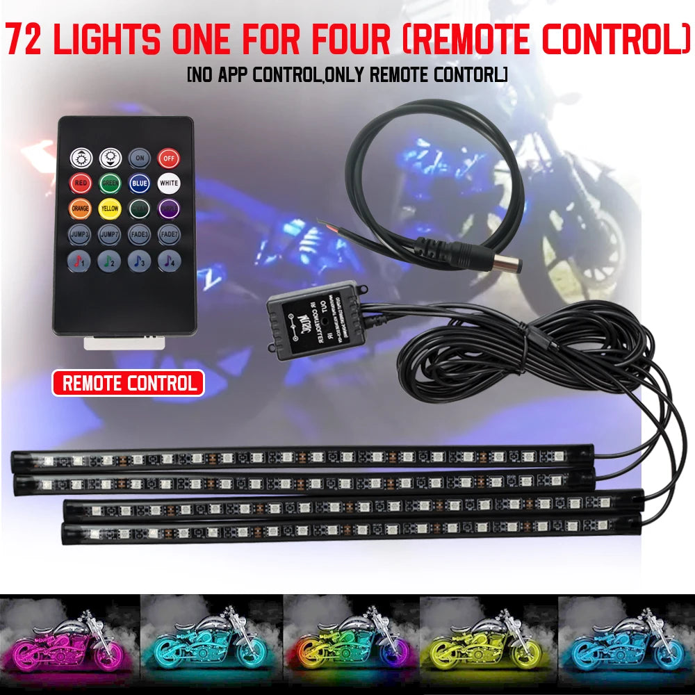 Led Motorcycle Atmosphere Light Decorative Ambient Light Strip Neon Lamp Flexible RGB APP 12V For Harley Yamaha Kawasaki Suzuki