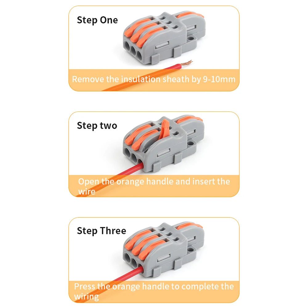 10/100PCS Electrical Cable Connector 1 in Multiple out Quick Wire Terminal Block 2/3/4/5Pin Push in Lever Connectors 0.08-4.0mm2