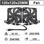 Gdstime 40mm 50mm DC 5V USB 60mm 70mm TV Box Cooling Fan 120mm 140mm Brushless AV Receiver Cooler w 2 in 1 USB Controller Cable