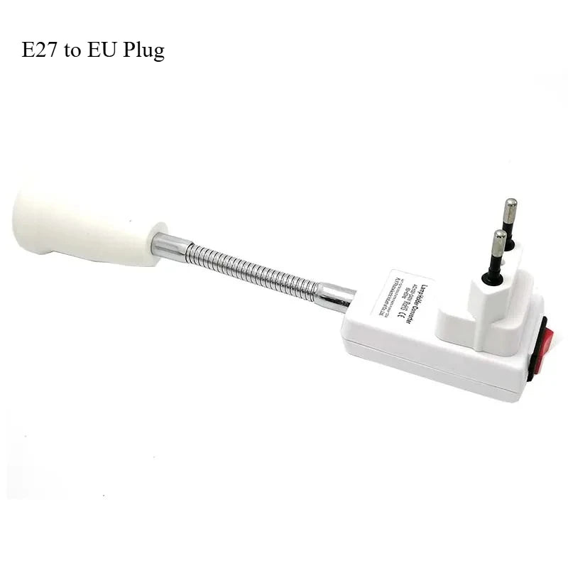 2PCS Flexible Tube E27 to EU UK US Plug Lamp Holder Converter Australia Rotary LED Light Base Bulb Socket With Switch