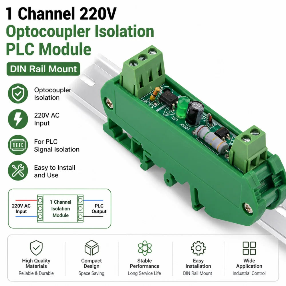 220V Single-Channel Optocoupler Isolated PLC Module Optocoupler Detection Module with Rail Mounting Signal Processing Module