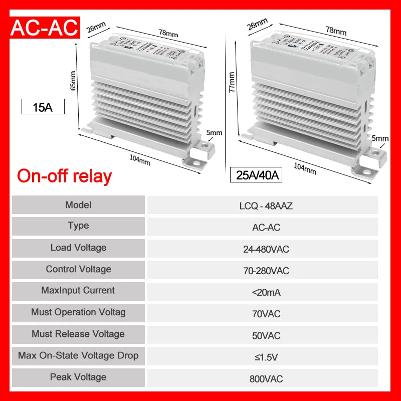 LCTC Solid State Relay DIN Rail Slim SSR 10/15/25/40A 0-10V 0-5V 4-20mA Voltage Regulator Relay With Heat Sink DC-AC DC-DC AC-AC