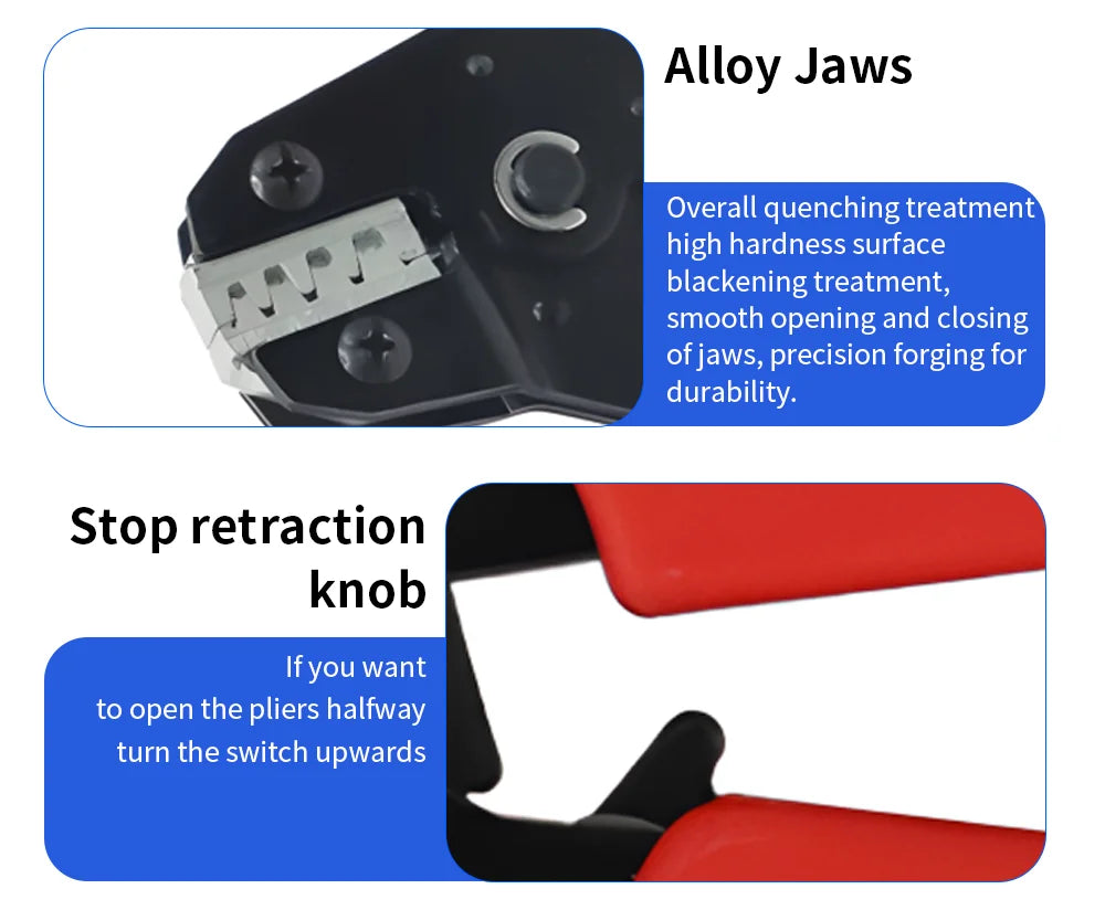 Electrician Pressed Pliers Crimping Tool with Interchangeable Dies Ratcheting Wire Crimper for Electrical Terminals Connector