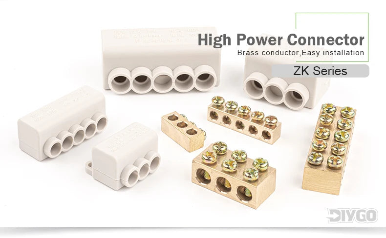 1PCS High Power Wire Connector Screw Wiring Terminal Block 1 in multiple out Cable Splicing 60A/400V 1-6mm2  80A/1000V 2.5-16mm2