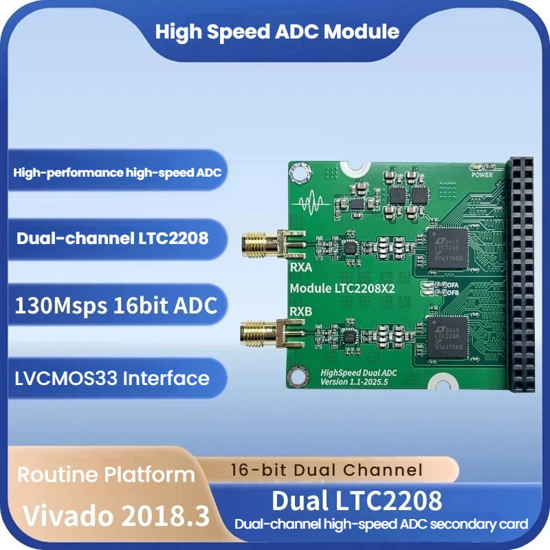 High-Speed ADC Module, 16-Bit Dual-Channel LTC2208, FPGA Competition