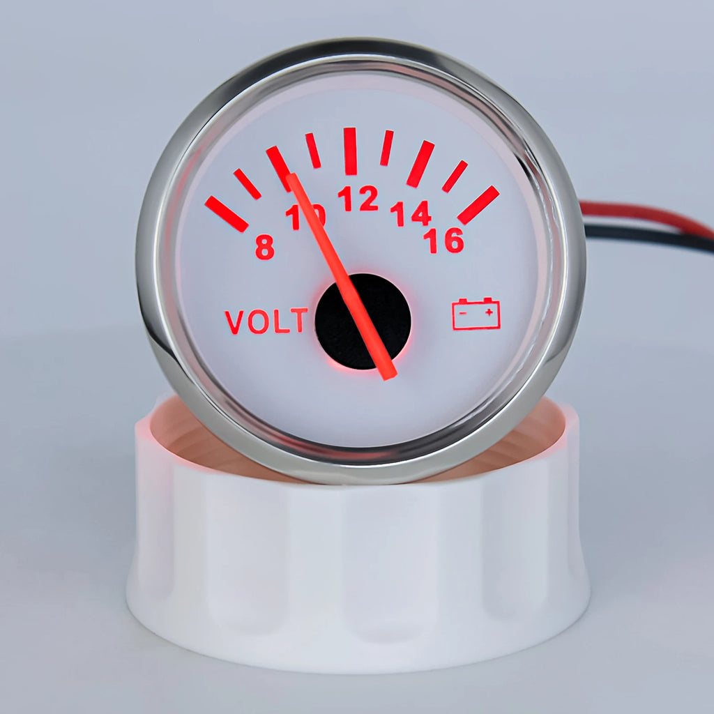 52mm Volt Gauge Marine Auto Voltmeter Universal 8-16V Waterproof Gauge Car Boat Instrument Red Backlight 12V Car Voltage Gauge