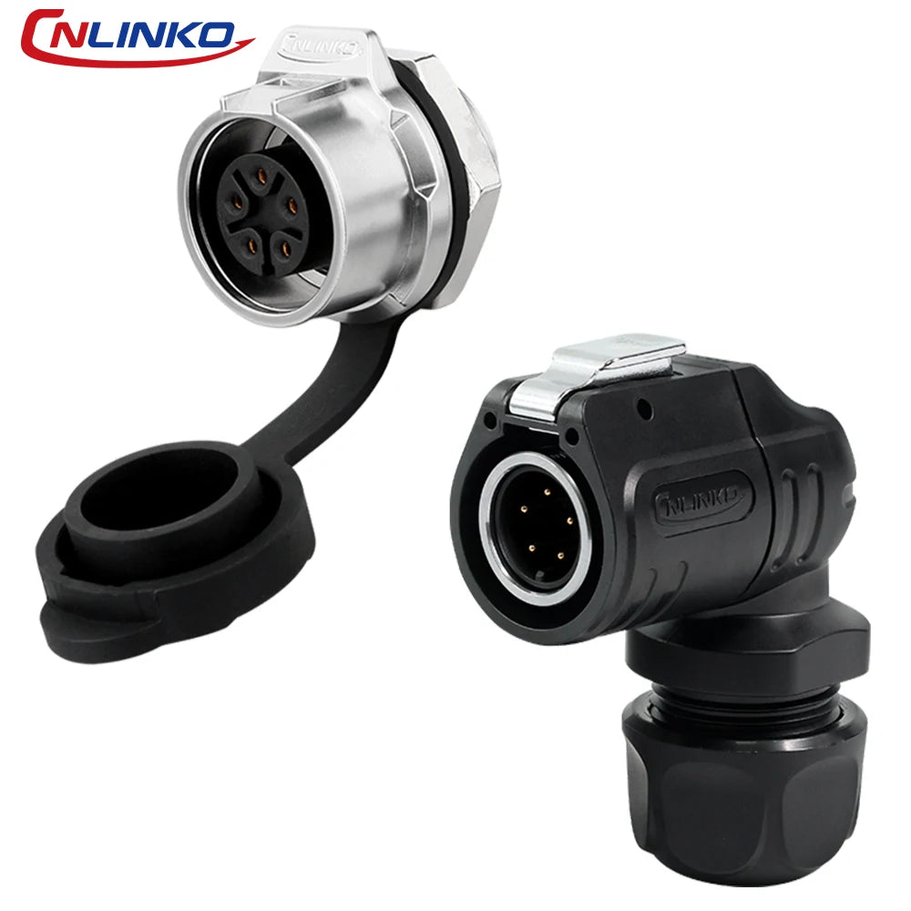 LP-16 2 Pin Right Angle Industrial Connector IP68 Waterproof Male Plug Female Socket Set Aviation Connector for LED Solar Use