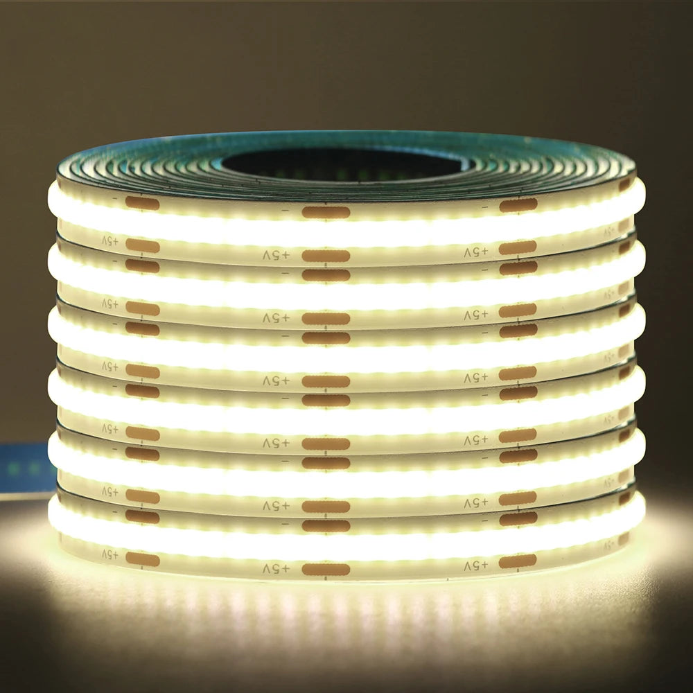 5V USB 3MM 5MM PCB COB LED Strip Light White/Red/Green/Pink/Ice Blue/Yellow TV Backlights DC5V 320Led Flex Night Lamp Home Decor