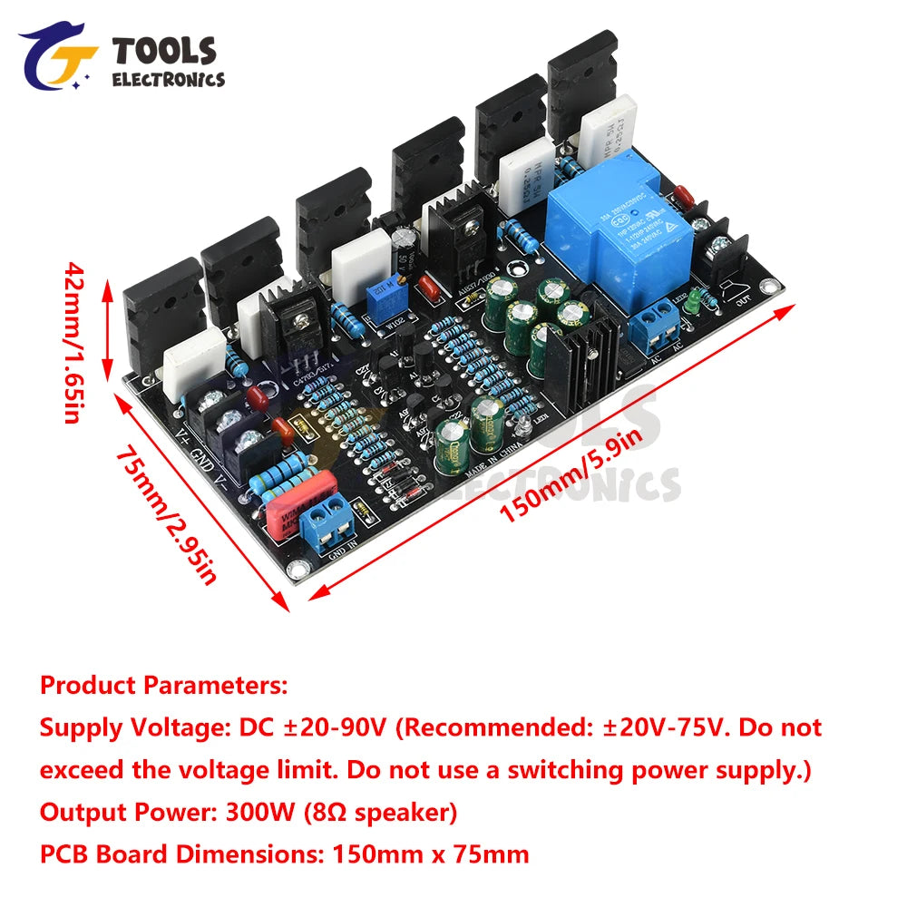 300W Mono Power Amplifier Board 1943+5200 Hifi High-Power Audio Amplifier Board With Speaker Protection