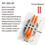 Wire Connectors KV-223-2 Terminal Block Push-in Quick Connector Docking Wiring Connector Electrical Plug-in Fast Cable Connector