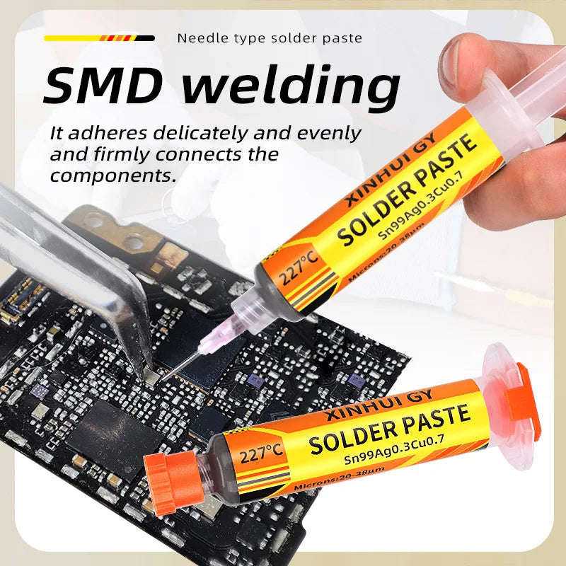 227℃ High Temperature Lead-Free Solder Paste Syringe Type For SMT IC BGA QFN Chip Repair Rework Soldering