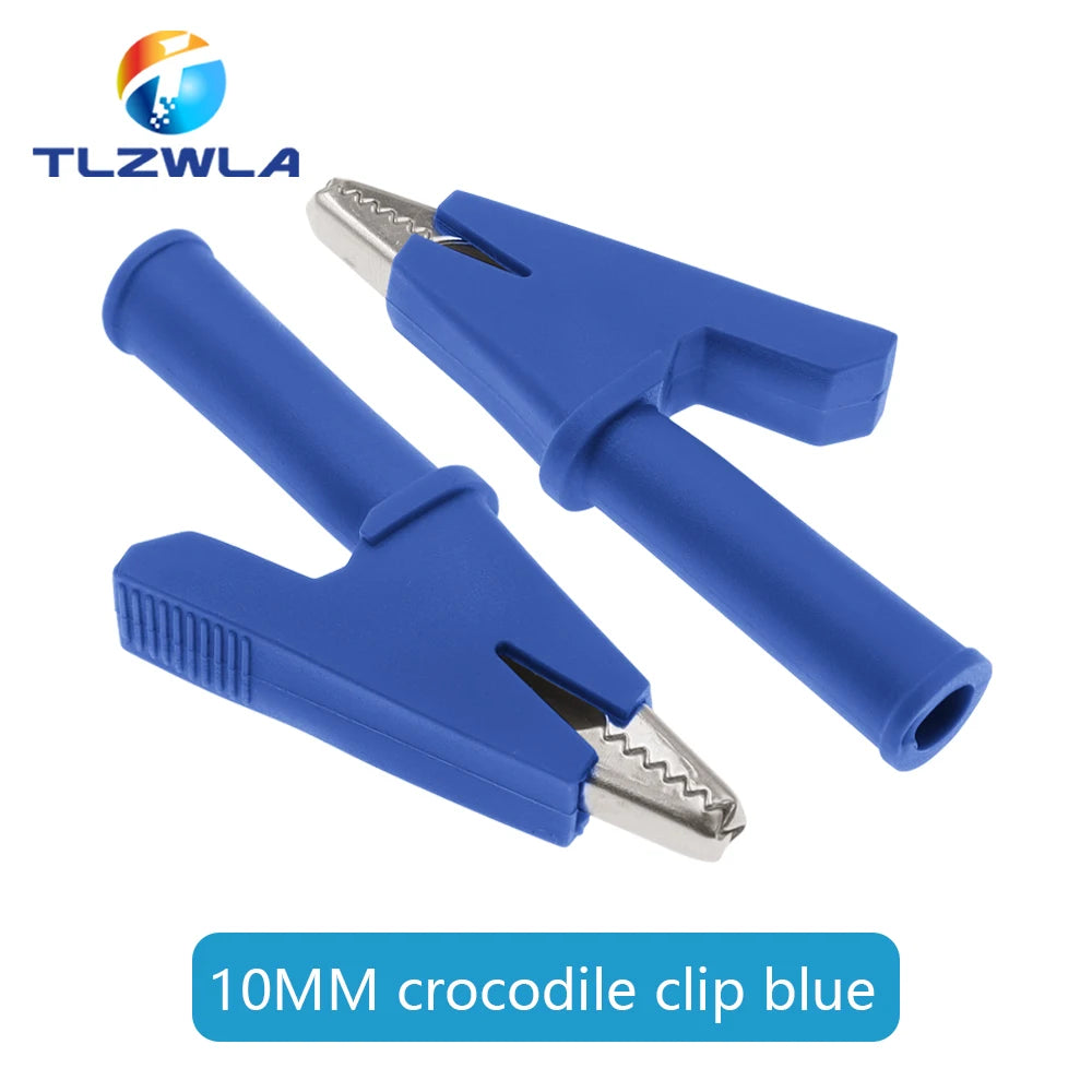 5PCS Pure Copper Insulated Test Alligator Clip 10MM Opening With 4MM Jack Safety Crocodile Clamps For Banana Plug Or Welding