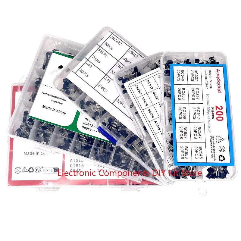 50-840PCS Transistors kit NPN PNP S8050 S8550 S9012 2N3904 2N3906 C1815 A1015 J13001 BC327 BC337 BC517 BC547 BC548 BC549 BC558