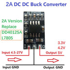 2A Buck Power Supply Module DC-DC Converter 4.5V-27V to 3.3V 4.2V 5V DD4012SA DD2712SA L7805 Upgraded Version Step Down Board