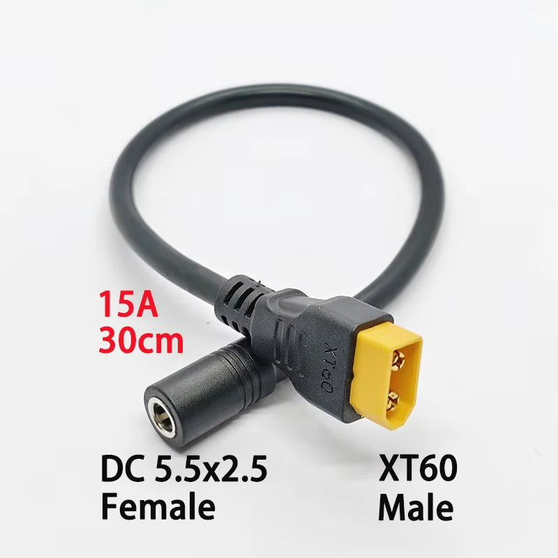 1PC High-quality XT60 Male/Female Connector To DC5.5x2.1/2.5mm Power Cord Adapter For Car Battery Charging Adapter Cord 30CM