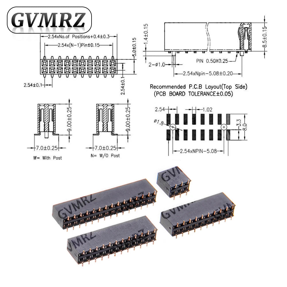 10PCS SMT 2.54mm Double Row Female Breakaway PCB Board Pin Header socket Connector Pinheader 2 * 3/4/5/6/7 2x3PIN-2X40PIN