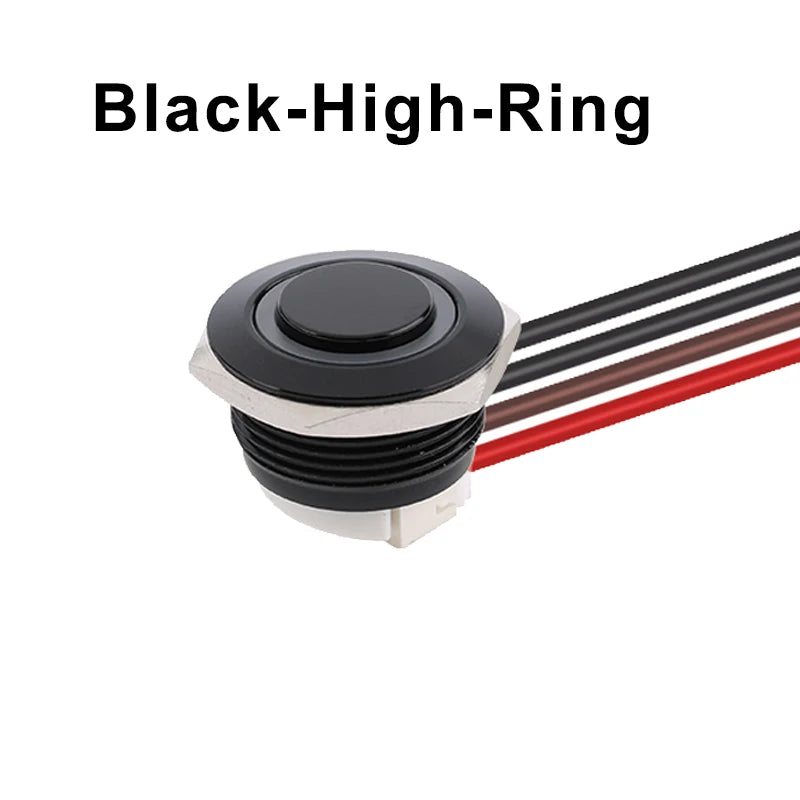 1 pc 16mm Ultra Short Metal Push Button Switch With Wire Momentary Reset With LED Light Flat/High Head 3V5V6V 12V24V Jog Switch