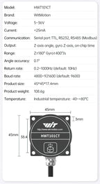 HWT101CT Z-Axis Crystal Inclinometer, MEMS Tilt Angle Sensor , Built-in Highly-Integrated Crystal Gyroscope