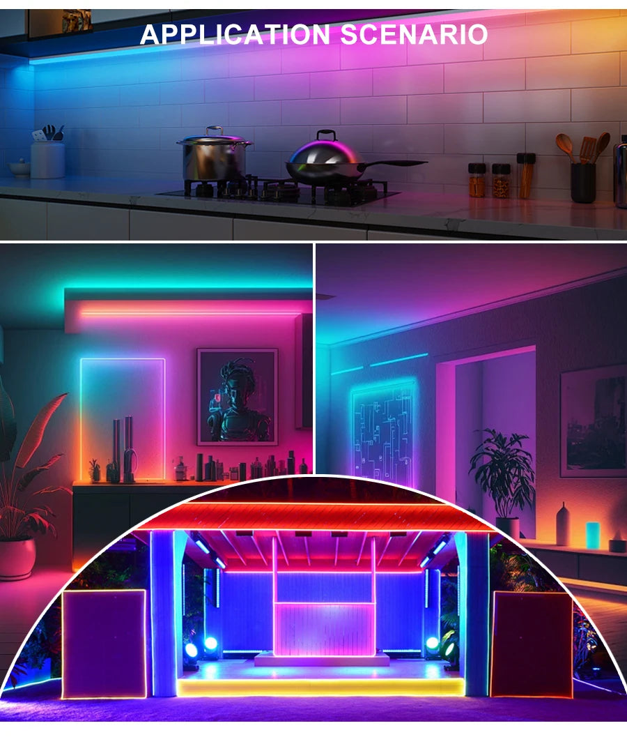 RGB-IC COB LED Strip with Tuya Wifi Controller 2.4G Remote Alexa Google Home Rainbow Color Addressable LED Tape 10m 20m 25m Kit