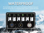 Metal 4-6 Gang Marine Rocker Switch Panel Waterproof 12 Volt, Boat Toggle Switch Panel 12V  LED Lighted for Boat Car RV