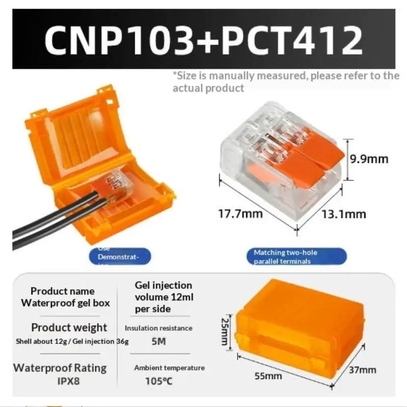 New! 1 Set Waterproof CNP106 IPX8 Mini Gel Wire Connector Junction Box Outdoor Easy Universal Wiring Rainproof Terminal Blocks