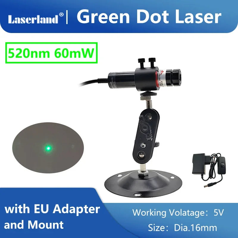 Long Range Light Beam Visible 520nm Green Dot Laser Module Diode Locator Focusable for Tunnel
