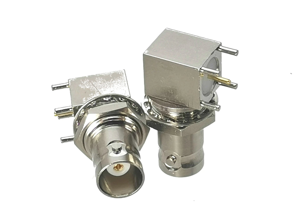 1pcs Connector BNC Jack Female Bulkhead Right Angle Solder PCB Mount Wire Terminals RF Coaxial Adapter New FJP-T1