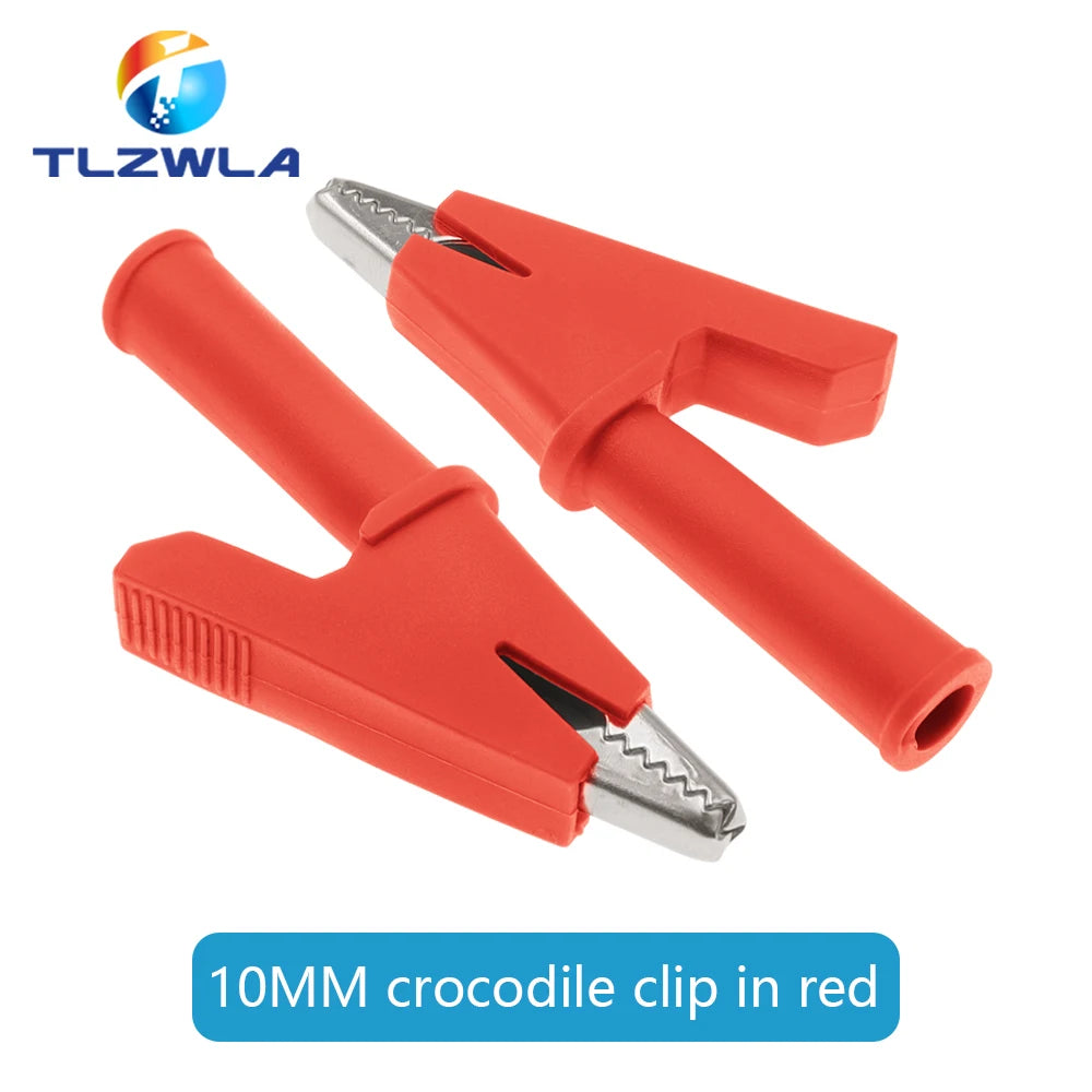 5PCS Pure Copper Insulated Test Alligator Clip 10MM Opening With 4MM Jack Safety Crocodile Clamps For Banana Plug Or Welding