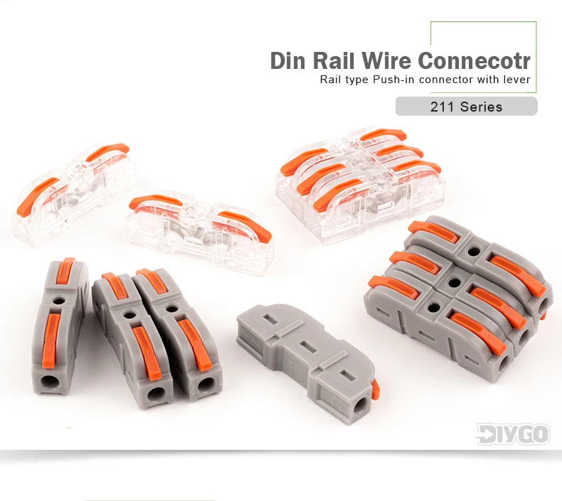 Lever Wiring Connector Fast Compact Splicing Electrical Connector Butt Terminal 1 to 1 Inline Wire Connector Connect 28-12 AWG