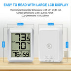 LCD Digital Thermometer Hygrometer Wireless Weather Station Thermo-hygrometer 328ft Remote Sensor  Resolution for Home Garden