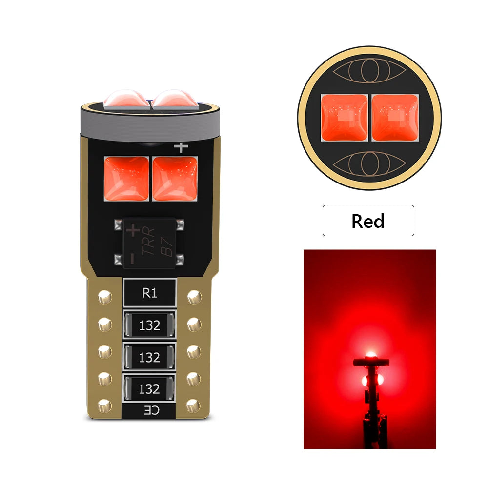 2X W5W 194 168 T10 6SMD 3030 Canbus LED Bulbs 12V For Car License Plate Light Interior Dome lights Reading Lamp 6000K White Red