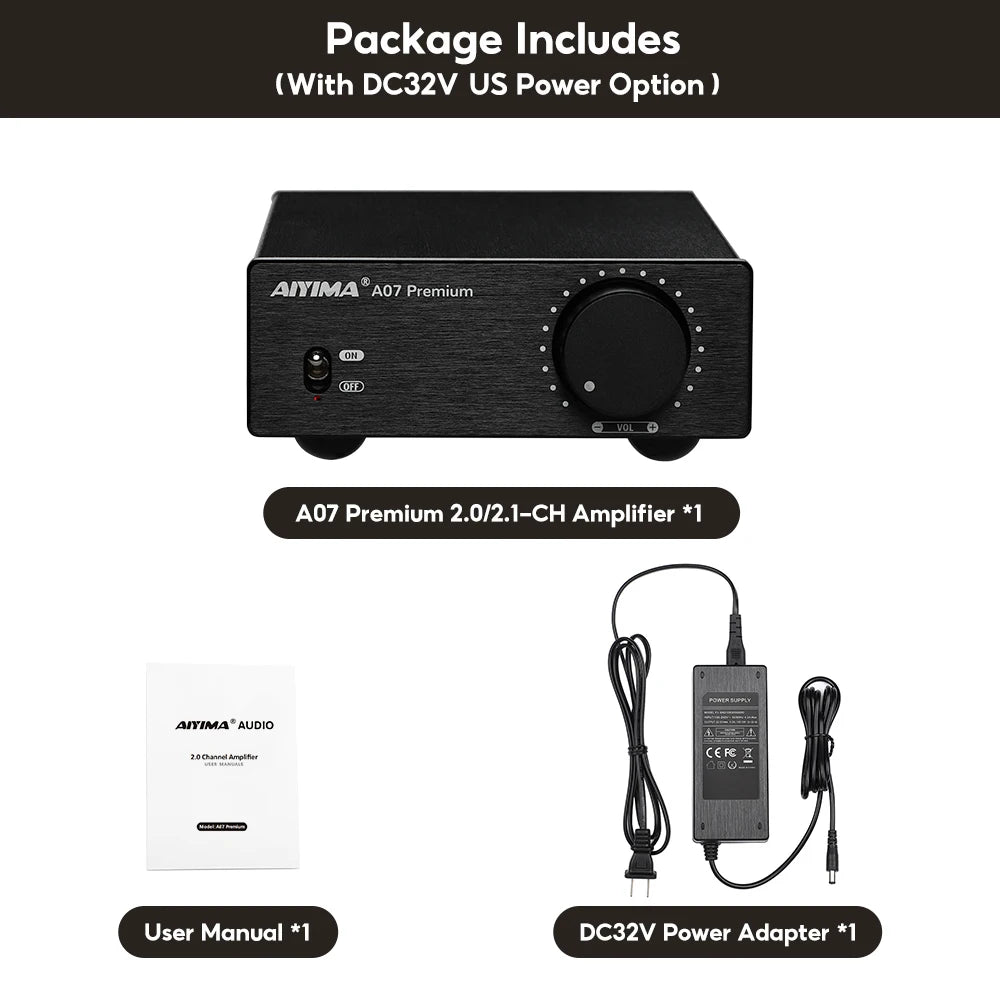 AIYIMA A07 Premium TPA3255 Power Amplifier 300Wx2 Class D Stereo 2.0 Digital Audio Amp HiFi Sound Amplifiers Home Speaker