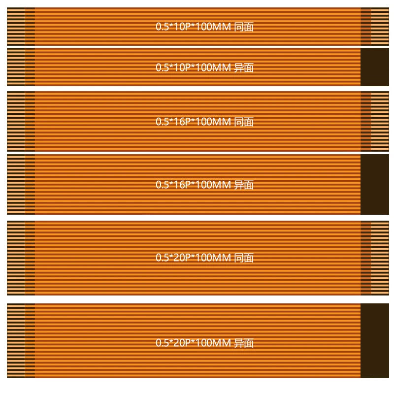 FPC cable 0.5MM pitch· gold finger contact FPC line 6P/8P/10P/12P/14P/16P/20P/24P/26P/28P/30P/32P/40P/50P/60P
