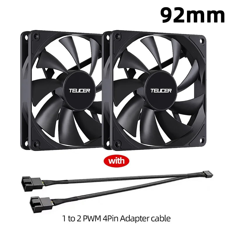 TEUCER 8015 Computer Case Fan 80mm/92mm 4-pin PWM High Airflow Ultra-thin Cooling Fan 1200-3000RPM Cascadable FDB Bearing Fan