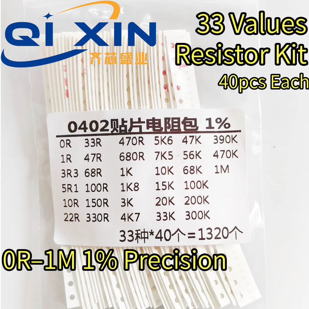 SMD Chip Resistor Assortment Kit 0402 0603 0805 1206 Size, 33 Values 20pcs Each SMT Sample Pack Electronic Circuit Repair Compon