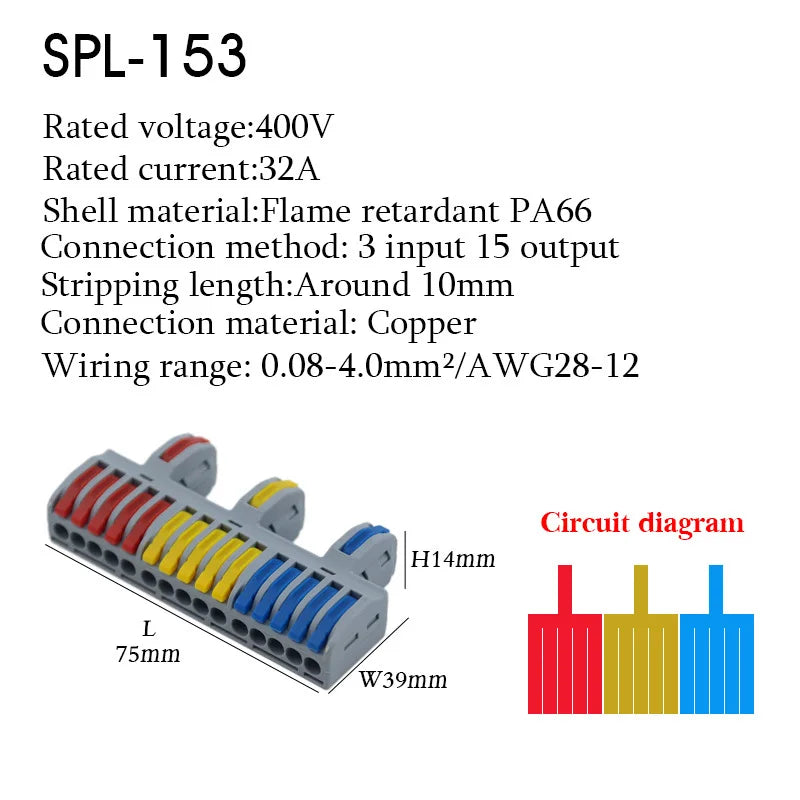 25PCS Electrical Cable Connectors Push-in Quick Terminal Blocks LED Cable Wiring Tool Wire Connectors Rail Installation Model