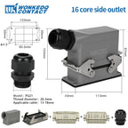 HDC HE Heavy Duty Connector 6/10/16/24/32/48 Core Pin Top/Side Outlet Aviation Plug Rectangular Waterproof Electrical Wiring