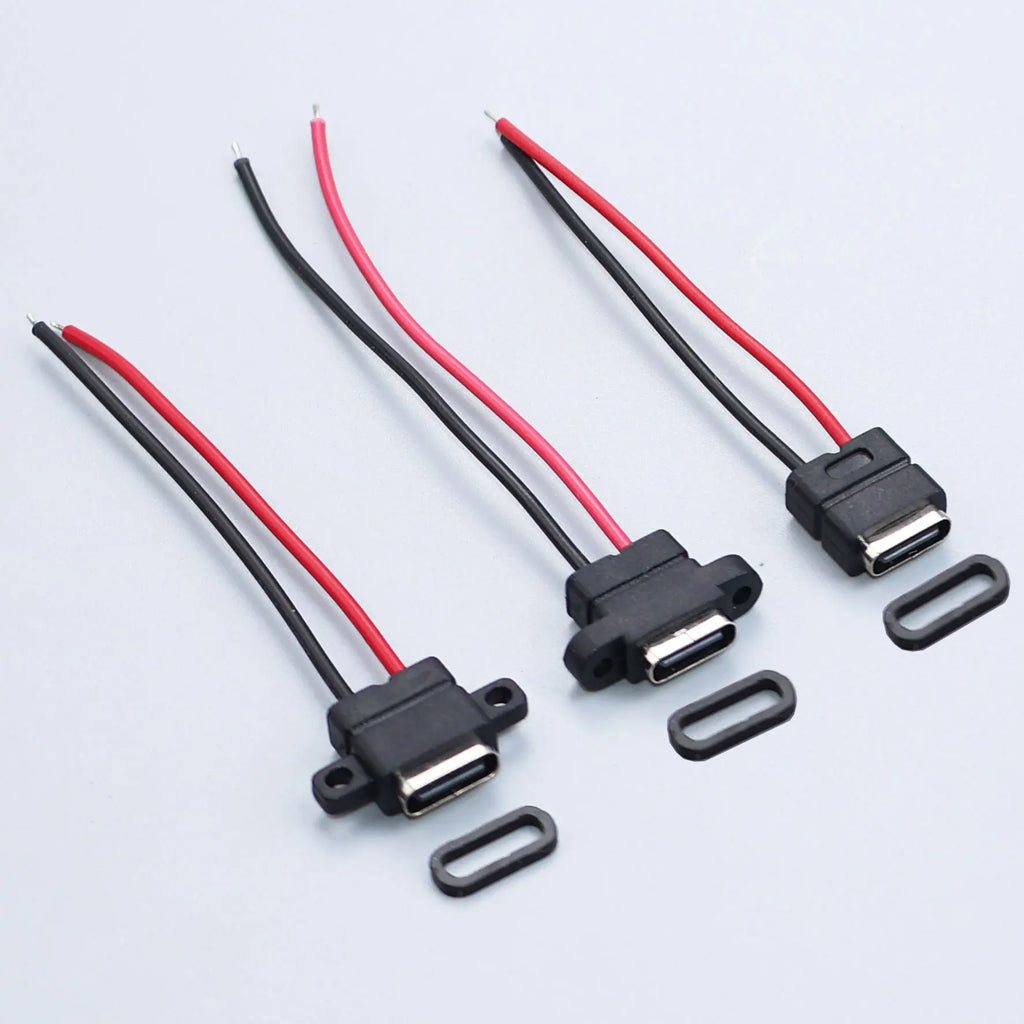 YanXi 2/5/10PCS 2Pin 4Pin Type-C Waterproof Female Connector Fast Charger Charging Interface USB Port Socket With Cable