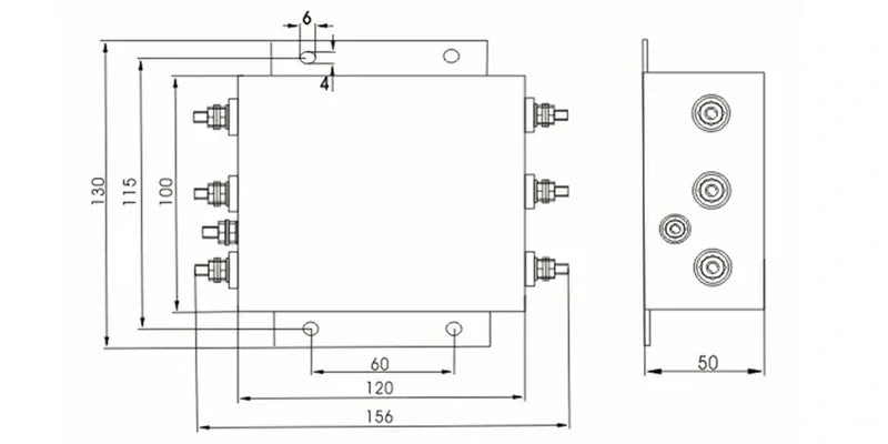 Three-phase EMI power filter 380V 30A 60A 100A | Low noise 3-wire filter CE RoHS certified