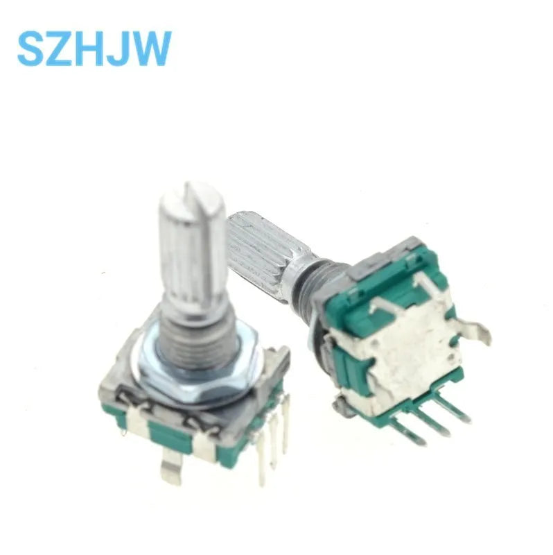 1-100PCS EC11 Rotary Encoder Switch 20 Positions 360 Degree 5Pin Push Button Shaft Length 15mm Plum Bossom Half Shaft