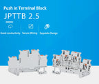 10Pcs PTTB 2.5 Push-in Double Level Din Rail Terminal Block 2 Layer 2.5mm² Plug Electrical Wire Connector PTTB2.5