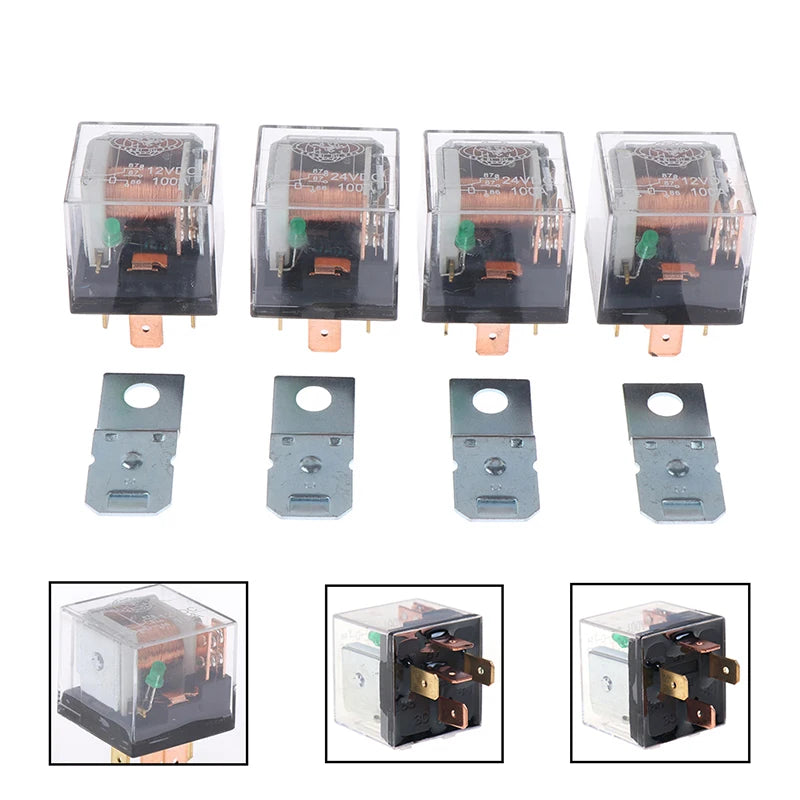 1pc Waterproof Automotive Relay 12V 100A 5Pin 4Pin SPDT Car Control Device Car Relays DC 24V High Capacity Switching