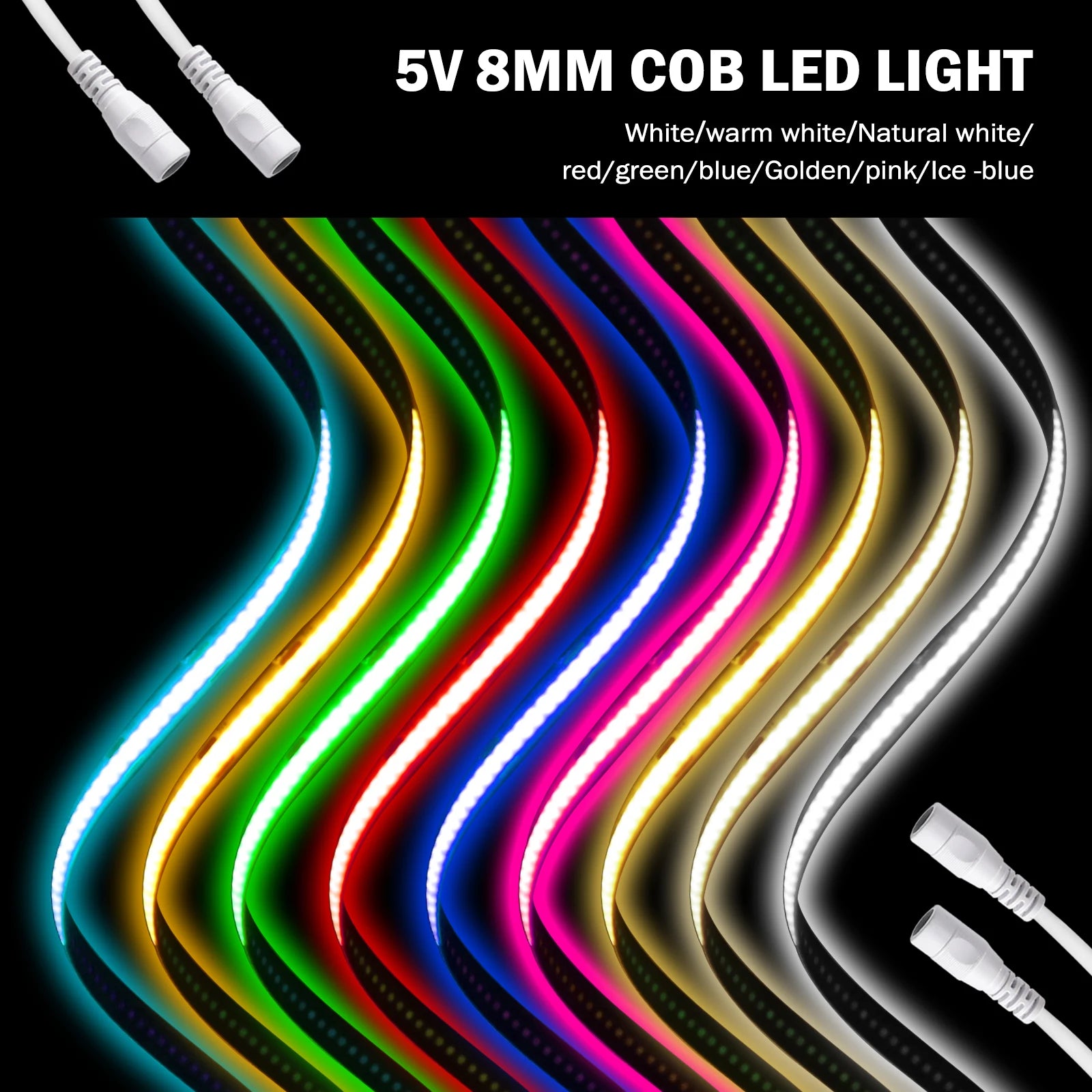 8MM COB Led Strip 5V with Motion Sensor Battery Powered 320LEDs/M Led Induction Night Light Warm White Red Ice Blue Green Yellow