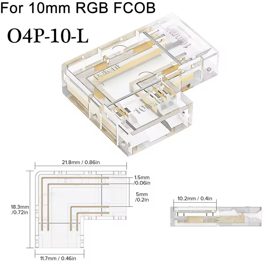 COB Led Strip Connector Light Strip Wire Connectors 2 3 4 Pin L-shaped For 5 8 10mm Width PCB Single Color RGB CCT Strip