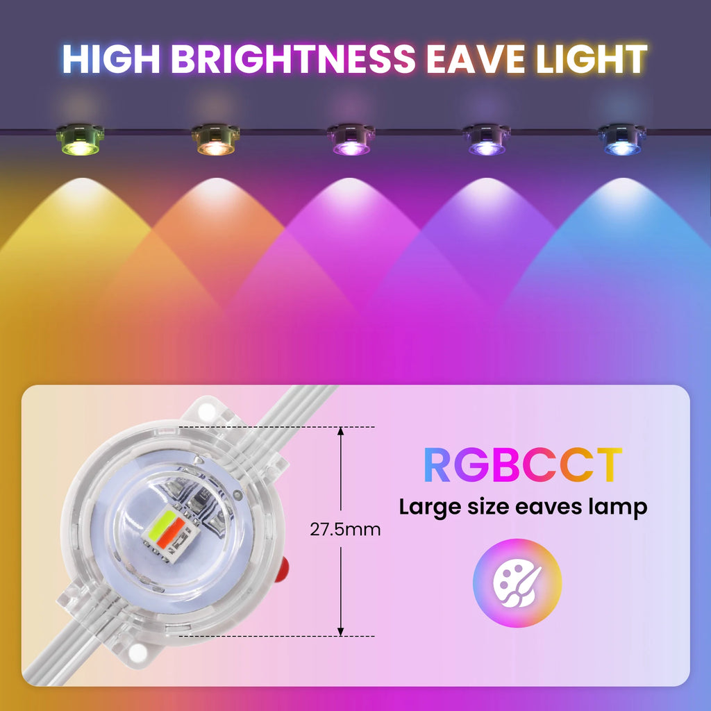 150M 90M 60M 15M Smart RGB Eave Lights IP67 Waterproof APP&Remote Control Timer Dimmable LED String Lights Home Christmas Decor